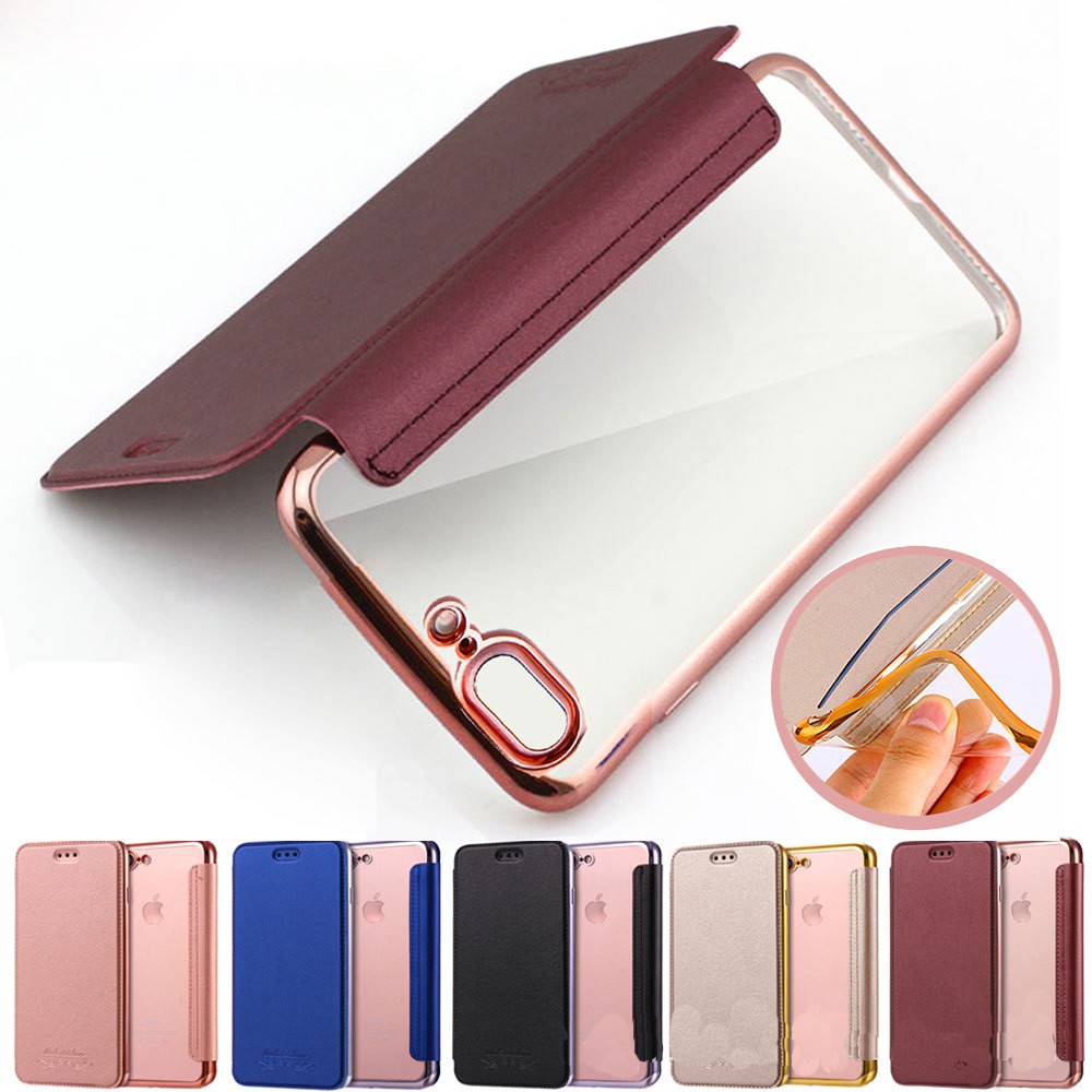 Flip Cover iPhone SE 2020 6 6s 7 8 plus 5s XR XS Max Flip Case PU Leather Clear Back