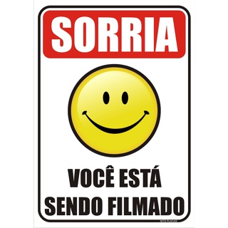PLACA SORRIA VOCÊ ESTA SENDO FILMADO câmera vigilancia em Oferta na Shopee