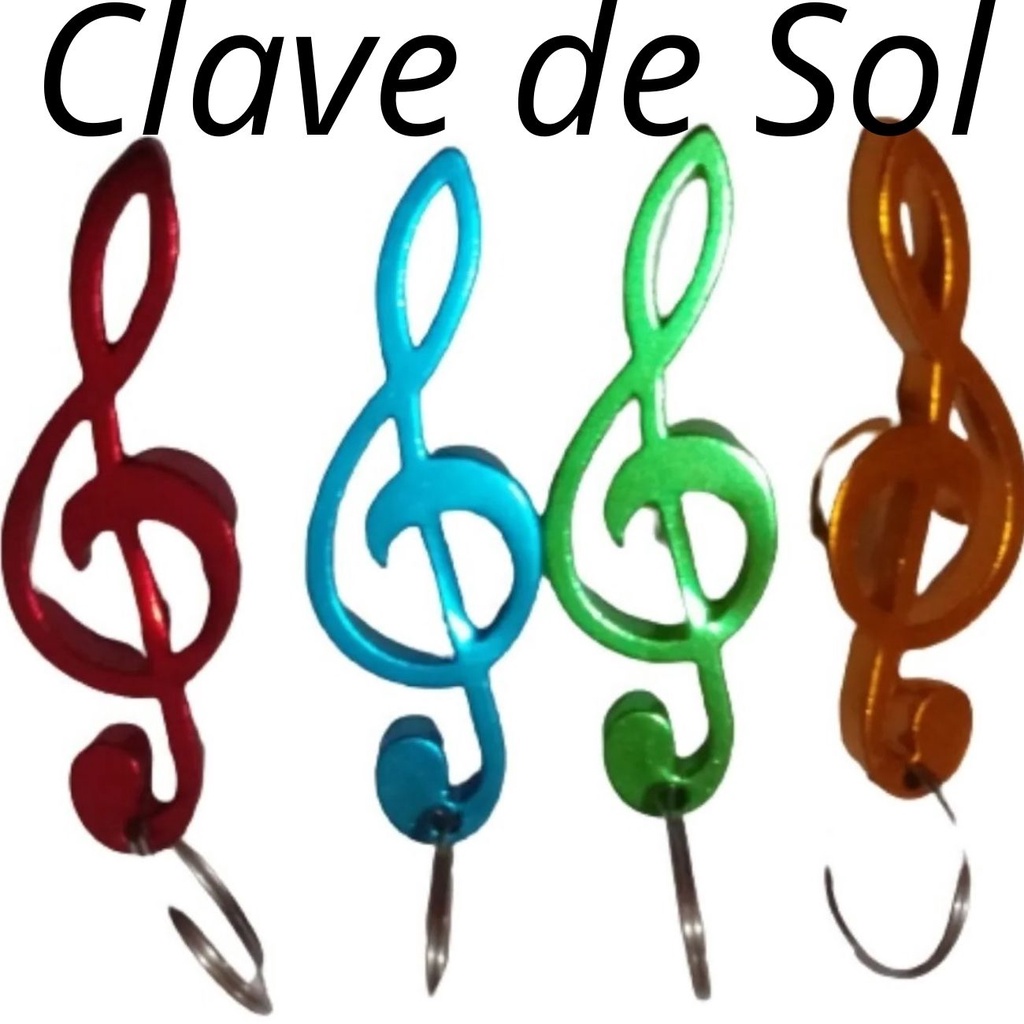 12 Chaveiro Nota Musical Clave De Sol Em Aluminio Pra musico