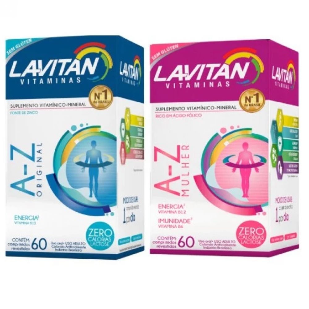 Kit 02 Lavitan 1 Az Mulher C/60 Comp + 1 Az Homem C/60 Comp Original ...