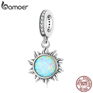 Bamoer Encantos 925 De Prata Forma De Sol 4.5 Milímetros Abertura Pingente Com Opala Acessórios De Moda Adequado Para Diy Pulseira E Colar Scc2005