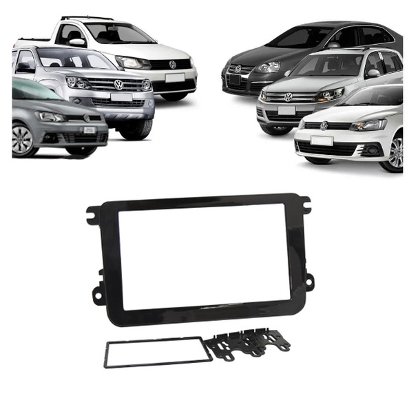 Moldura Painel DVD 2 Din MP5 Central Multimidia VW Jetta Amarok Tiguan Gol Saveiro Voyage G7 G8 Black Piano