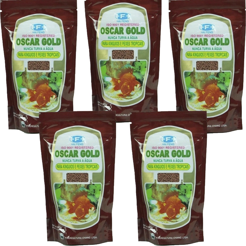 5 Ração Oscar Gold 100 Gramas Cada Para Kinguios E Peixes Tropicais Ornamentais De Aquário