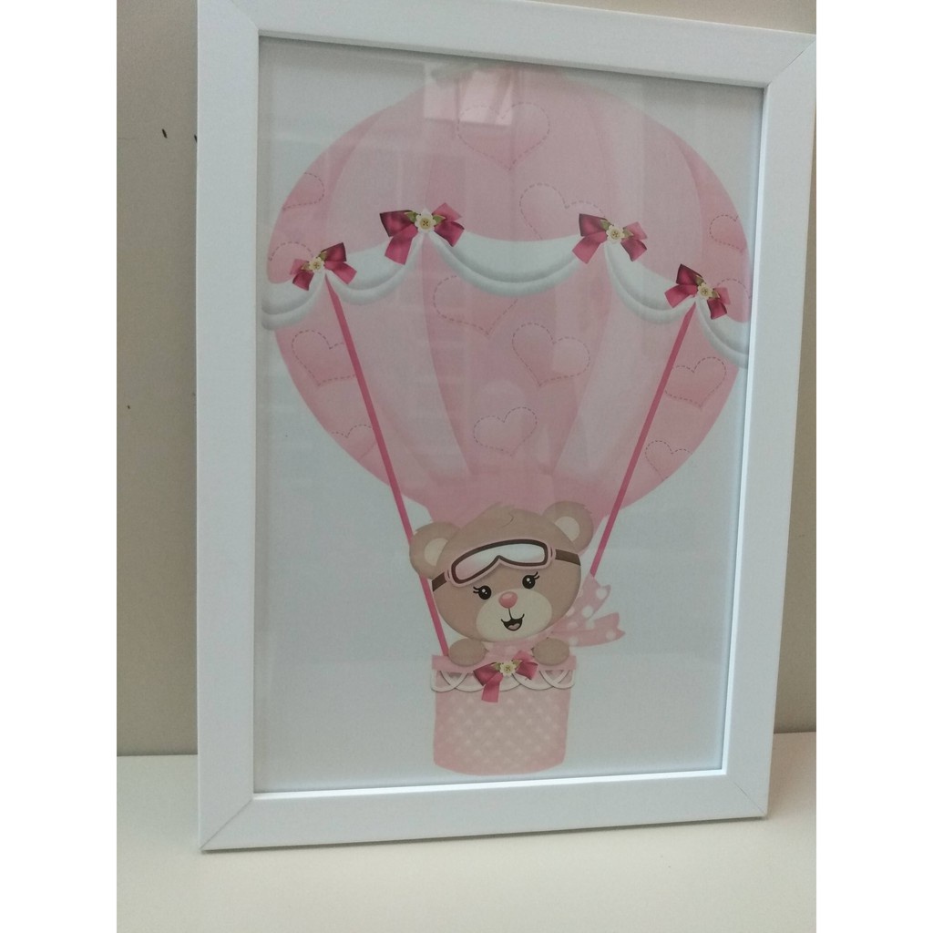Kit 02 quadros Decorativos Ursinha Baloeira Quadrinhos Decorarte