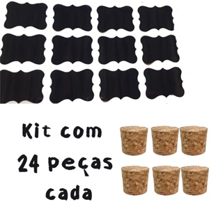 Kit 24 etiquetas. + 24 Rolhas para Garrafinha de Leite de Coco- Tempero + 1 caneta Giz liquido Branca. em Oferta na Shopee