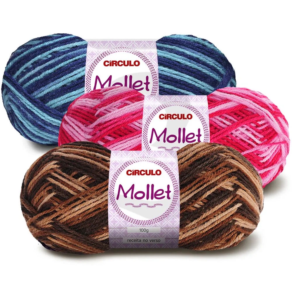 Fio Lã Mollet Círculo Multicolor 100g em Oferta na Shopee