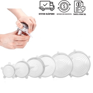 Tampa Silicone Reutilizável Para Potes E Travessas Kit Com 6 Unidades Promoção