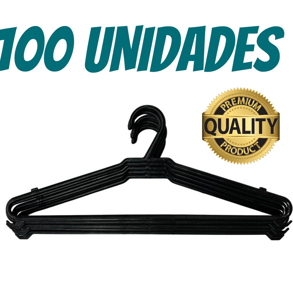 Cabide Adulto Redondo Preto Kit 100 Unidades Preço de Atacado