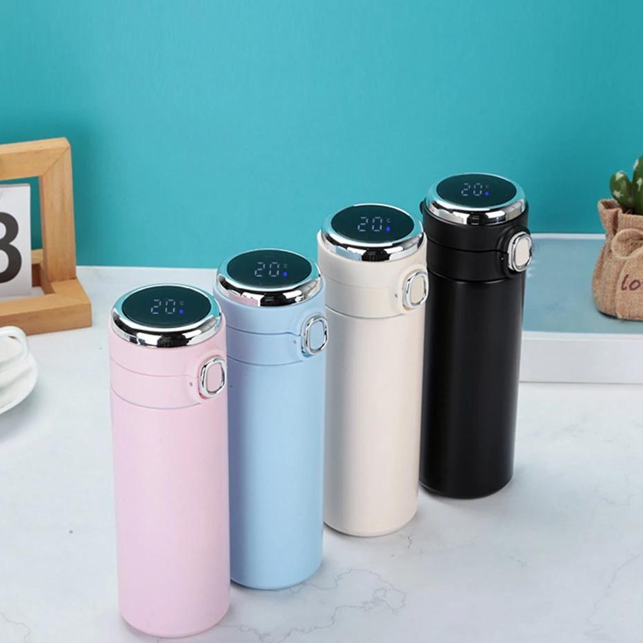 Inteligente garrafa térmica copo de água 420ml 304 aço inoxidável vácuo copo display digital bounce tampa portátil caneca bebida