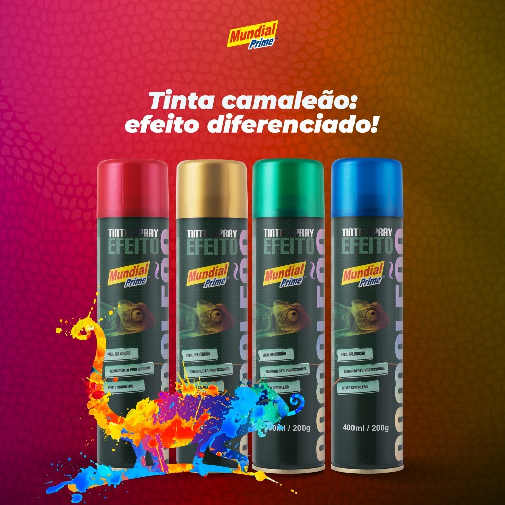 Tinta Spray Para Metal Bike Plástico Efeito Camaleão Holográfica 400ml Mundial Prime