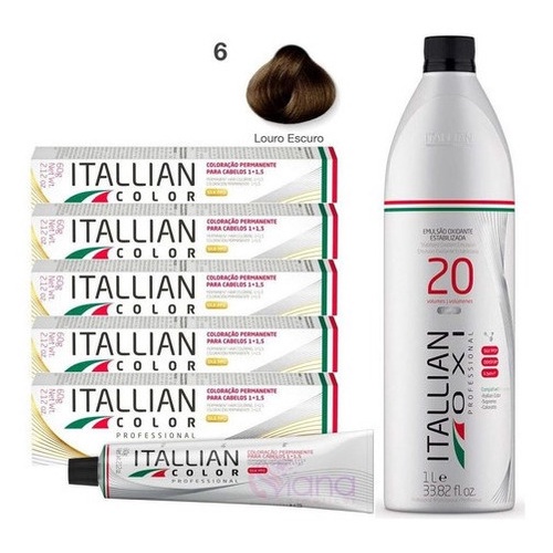 Kit 5 Tinta Coloração Profissional 6.0 Itallian Color + Ox 20 volumes