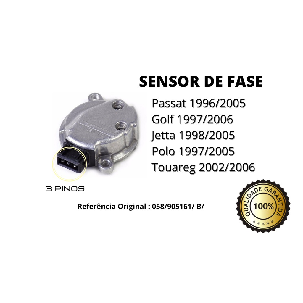 SENSOR DE FASE HALL VW PASSAT 1996-2005 GOLF 1997-2006 JETTA 1998-2005 POLO 1997-2005 TOUAREG 2002-2006 IBIZA 2000-2208 AUDI