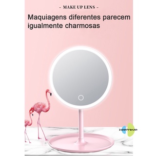 Espelho de mesa redonda usb com maquiagem LED