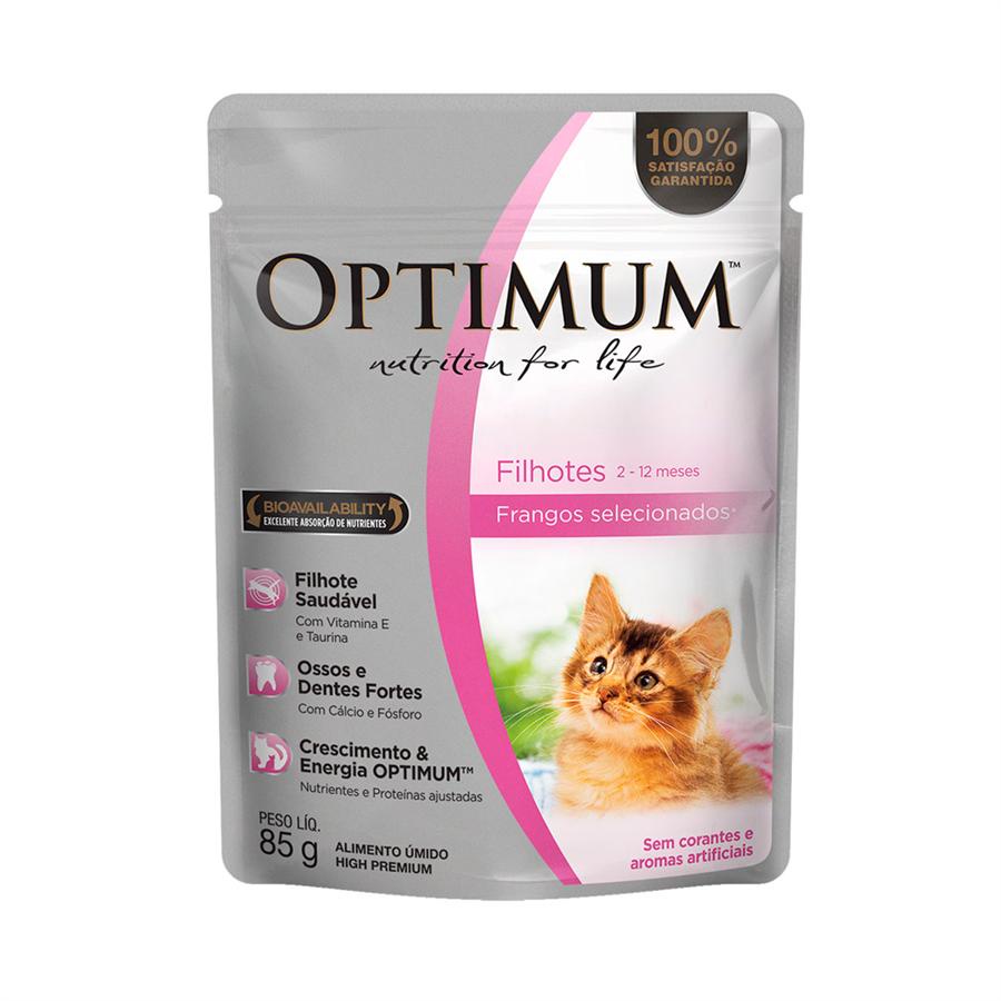 Ração Úmida Optimum Cat Sache Filhotes Frango 85g em Oferta na Shopee