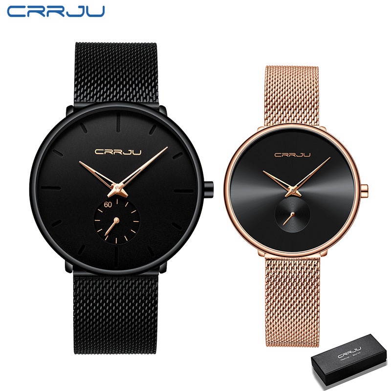 CRRJU Moda Casal Relógio Top Marca De Luxo Quartzo Lazer Ultrafino Esportivo À Prova D'água 2150 2165 — imagem 2 de 2