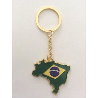 Chaveiro Bandeira Do Brasil Formato Geografico