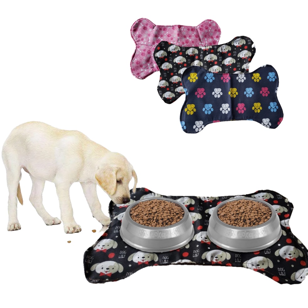 Tapete Pet Cães Para Tigela Comedouro Pet Animal Osso 50x35 cm