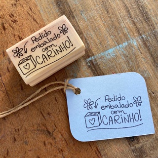 Carimbos de Madeira Decorativos para personalização de Embalagens em Oferta na Shopee