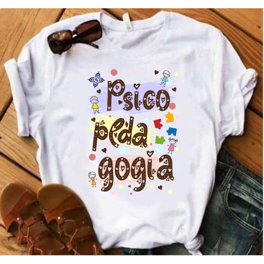 Blusa T-shirt Feminina Psicopedagogia em Oferta na Shopee