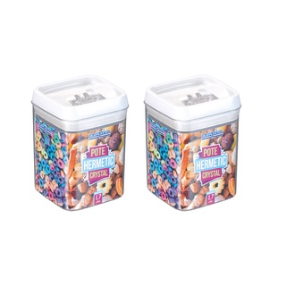 2 Potes Matimentos Hermético Bolacha Acrílico Quadrado 1,7 L Organização Grande