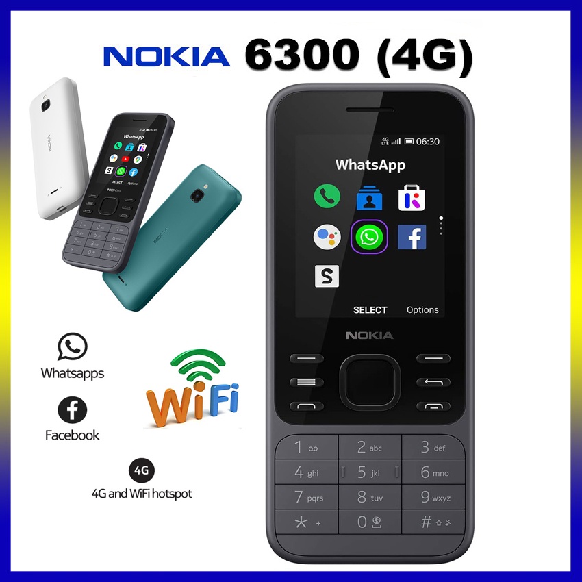 2022 Mais Recente Nokia 6300 WIFI 4G Telefone Móvel GSM dual card Estudante Idosos