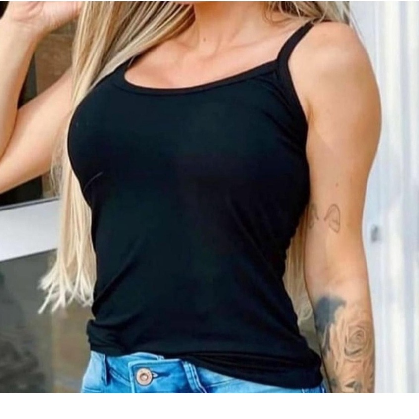 Blusa De Alcinha Canelada Com Bojo Moda Primavera/verão