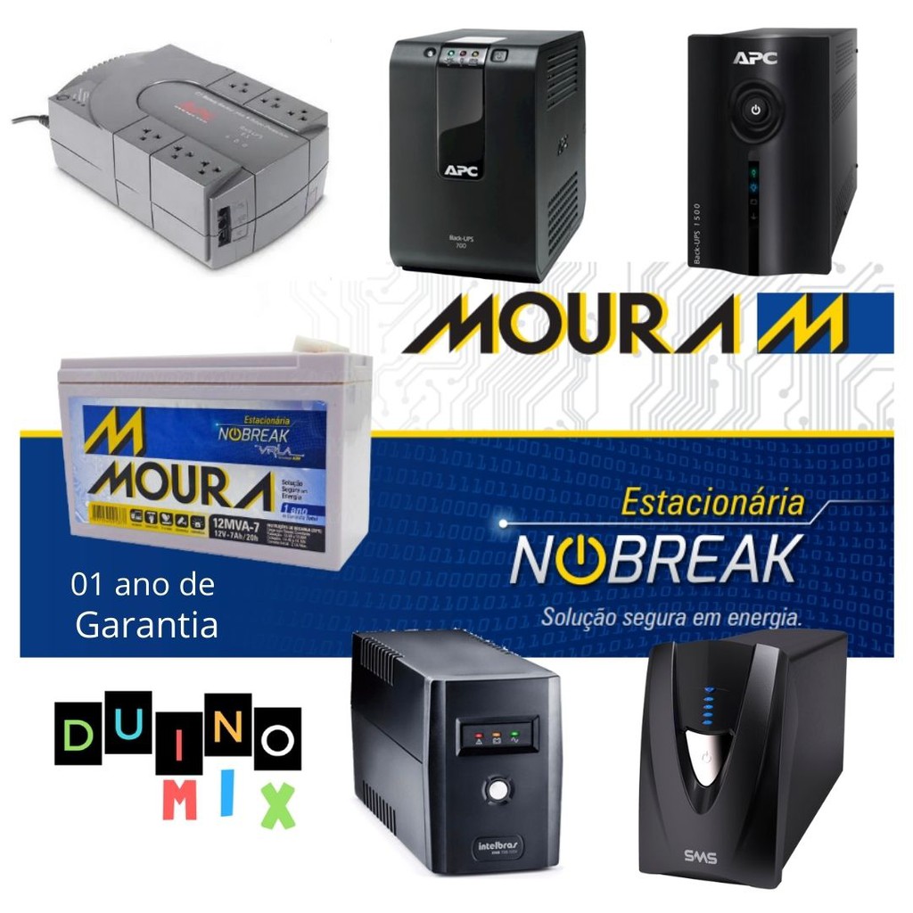 Bateria Moura Nobreak Apc Be 600 Br 1200 Br 1500 Rc 1200 12v 7ah 20h