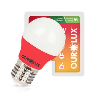 Lampada Led Bolinha G45 3W Bivolt E27 Vermelha Ourolux