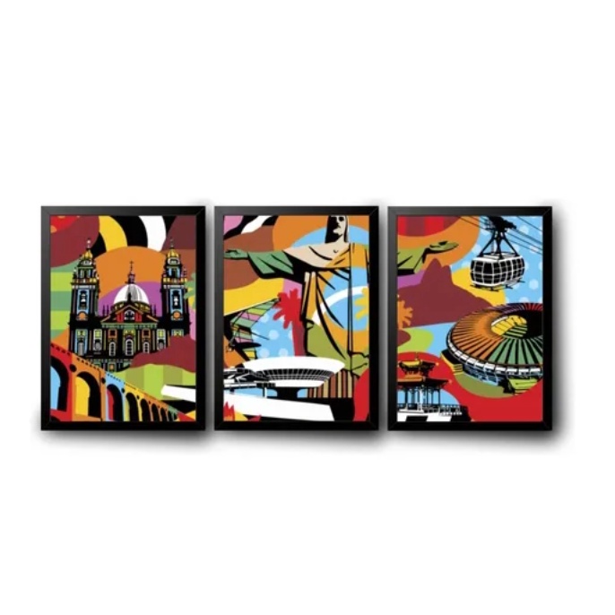 Quadro Decorativo Cristo Redentor Bondinho Lapa Penha Rio