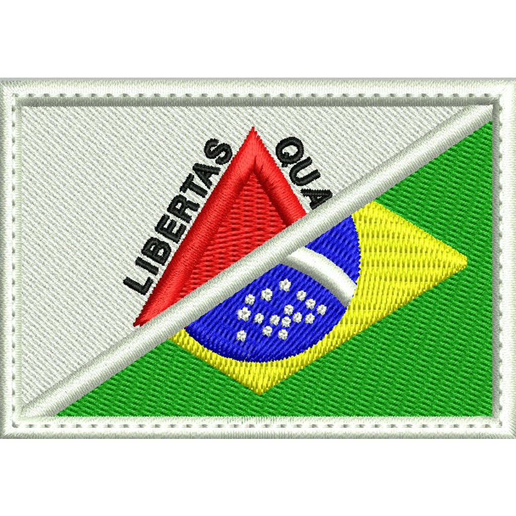 Patch Bordado 8x5,5 cm Bandeira Estado De Minas Gerais / Brasil com carrapicho, para costurar ou Termocolante colorida