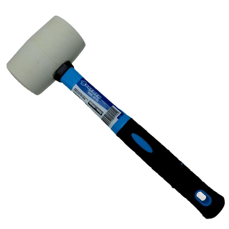 Martelo de Borracha Branca 450G Cabo de Fibra 9775 BREMEN em Oferta na Shopee