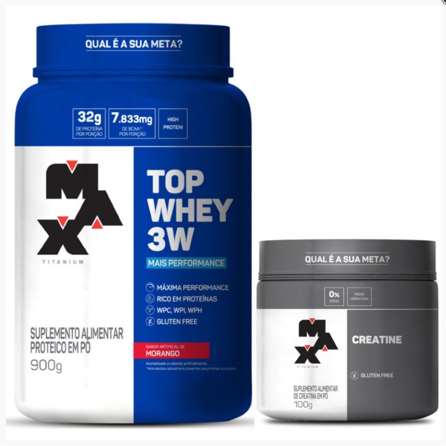 Kit Treino Hard: Top Whey 3W + Performance MOR + Creatina - Max ...