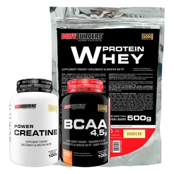 Kit Whey Protein 500g + BCAA 100g + Power Creatina 100g - Bodybuilders