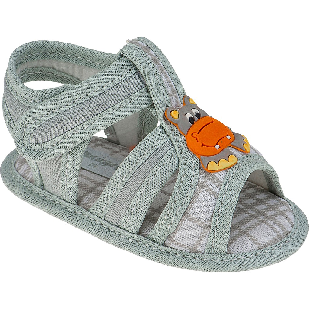 Sandália Bebê Masculina com Aplique Hipopótamo – Confortável, Leve e Antiderrapante | Araçá Baby