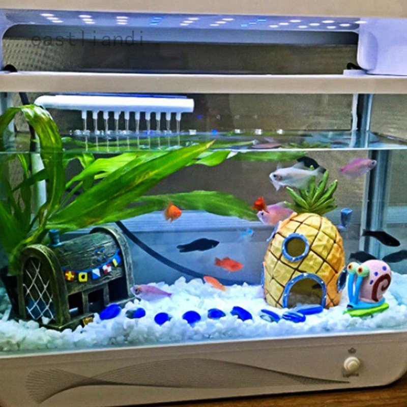Mini Aquário Para Bob Esponja & Squidward eastliandi Casa Abacaxi Dos Desenhos Animados Tanque De Peixes Decoração