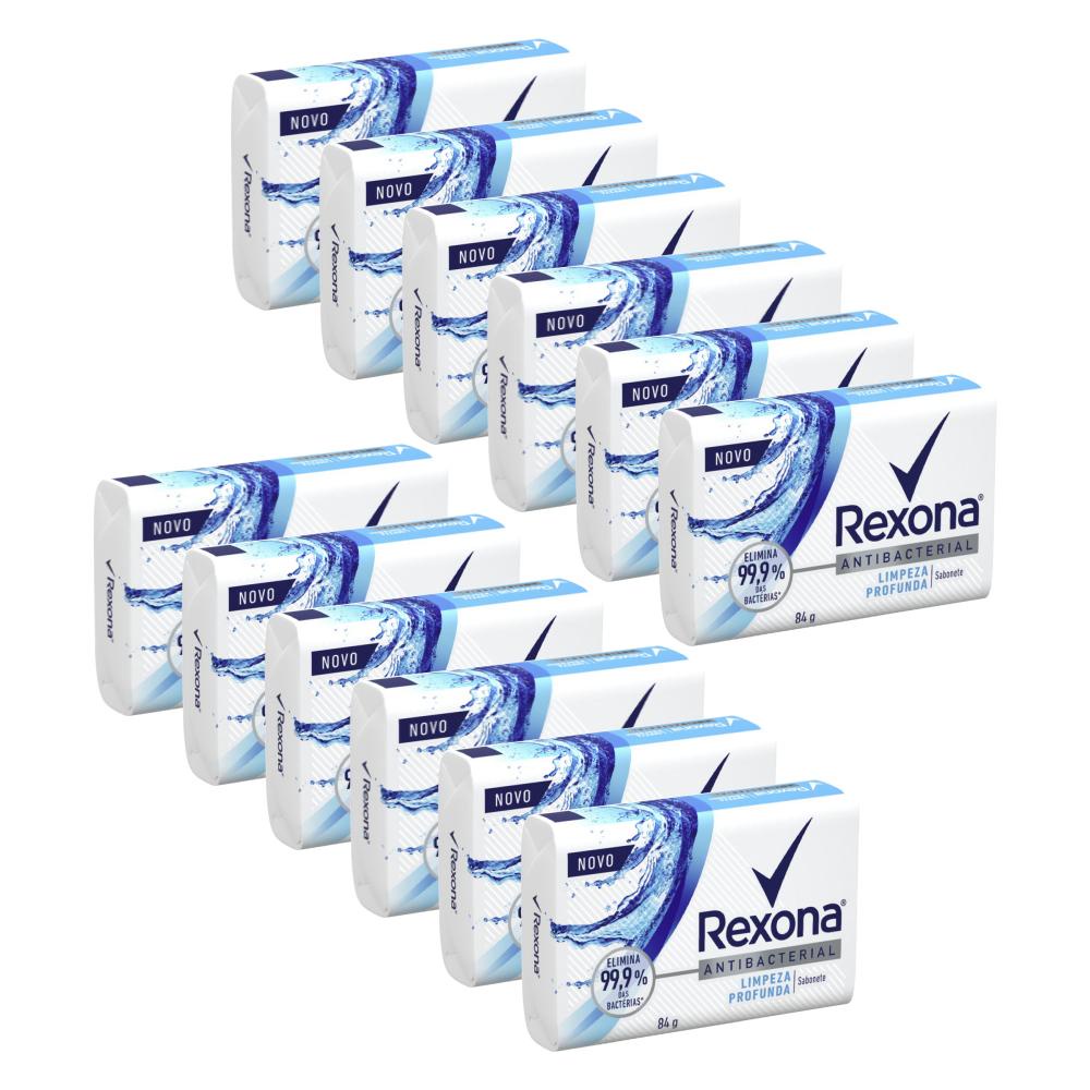 Kit 12 Sabonetes em Barra Antibacterial Limpeza Profunda Rexona 84g em Oferta na Shopee