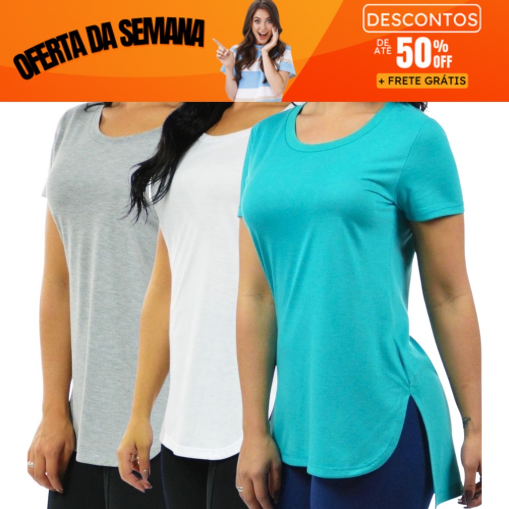Blusa Academia Feminina Tapa Bumbum Long Line Dry Fit Camiseta Sobre  Legging - Escorrega o Preço