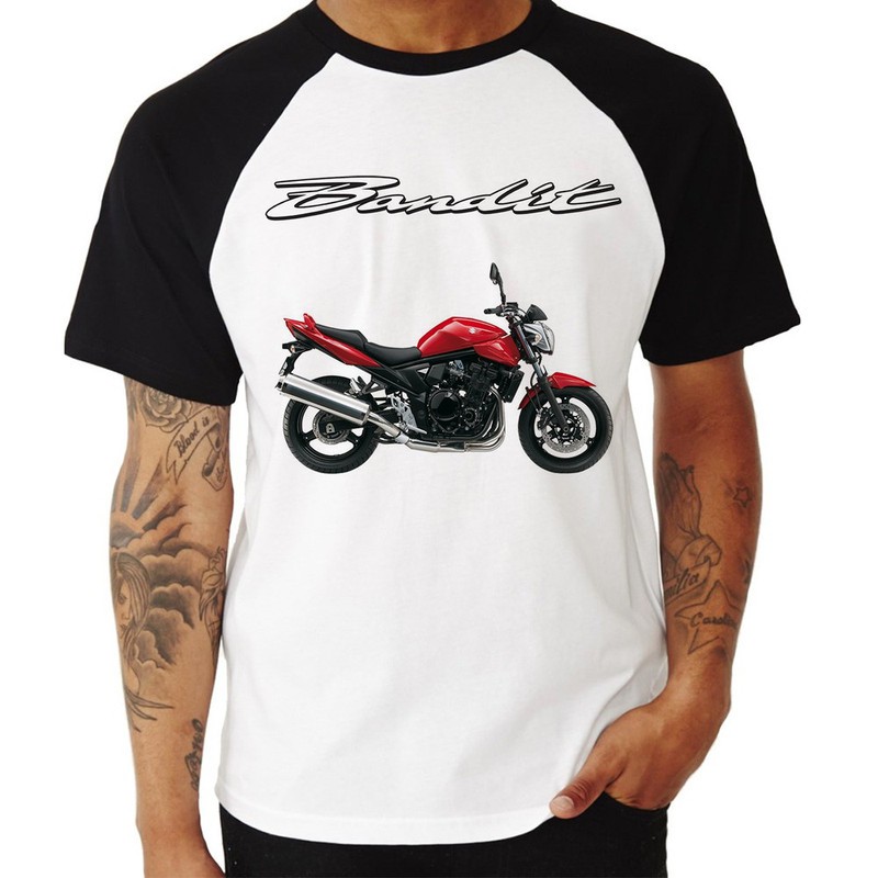 Camiseta Raglan Moto Suzuki Bandit 650 Vermelha