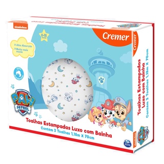 Toalha Fralda Luxo Estampada Patrulha Canina CREMER com 3