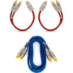 Kit 2 Cabos Y Vermelho + 1 Rca 1 Metro Azul Tech One