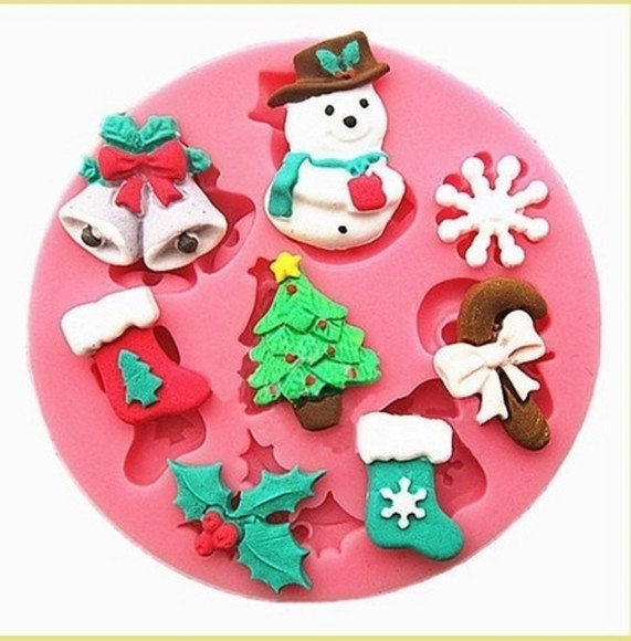 Molde De Silicone Natal, Boneco De Neve, Floco Para Confeitaria/biscuit