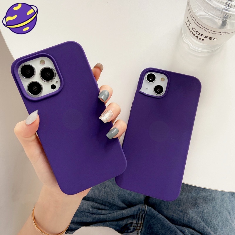 Capa Completa De Silicone Líquido Roxo Profundo Compatível Com IPhone 11 12 13 14 Pro X XR XS Max 7 8 Plus Caixa Macia