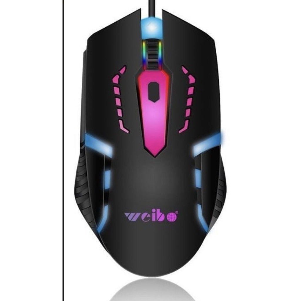 Mouse Gamer Ergonômico Com Led 3200 Dpi Preto Usb Rgb Weibo Modelo M 39