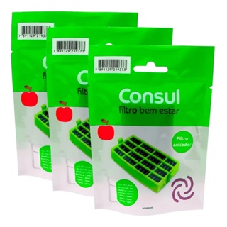 Kit Com 3 Filtros Geladeira  Consul Bem Estar Original Anti Bactéria W10515645 K00003 em Oferta na Shopee