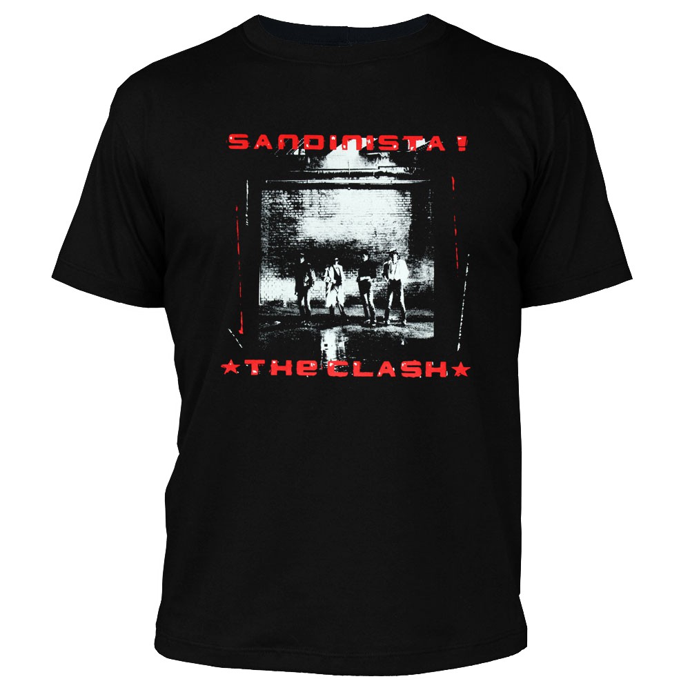 Camiseta masculina 100% algodão Dasantigas com estampa The Clash - Sandinista em serigrafia (silk reticulado).