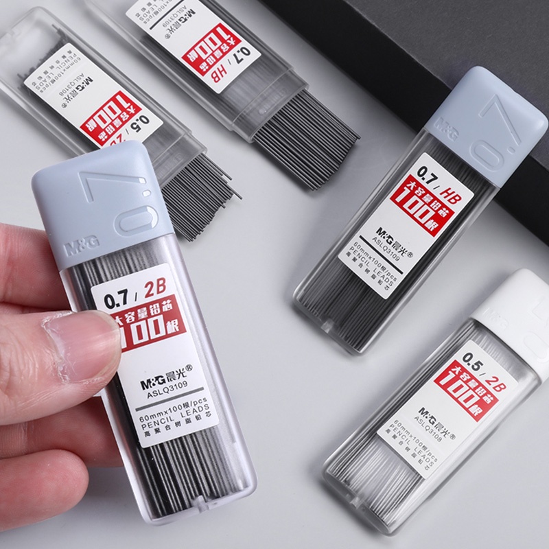 100 Peças Refil De Lápis Mecânico Automático De 0,5mm/0,7mm 2B/HB