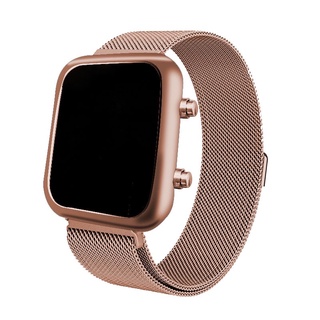 Relógio Feminino Digital Led Quadrado Dourado e Rose breto prata Moda Blogueira 2021