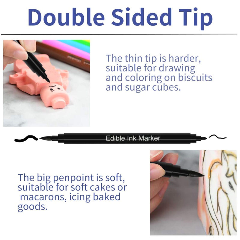 Melhores Marcadores Comestíveis Para Canetas Coloridas Biscoitos Ponta Fina Grossa Fondant Cake Fro — imagem 2 de 2