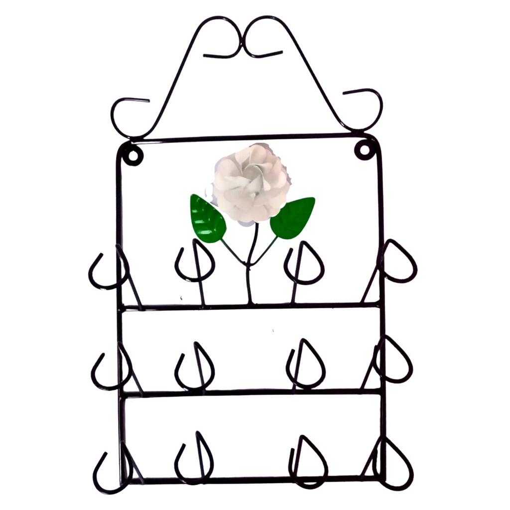 Porta Copos Artesanal Com Linda Flor De Ferro No Meio