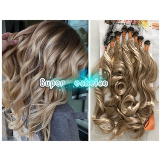 8 telas cor 24# Liso ondulado loiro claro fibra organico 260gramas 60cm Cabelo aplique